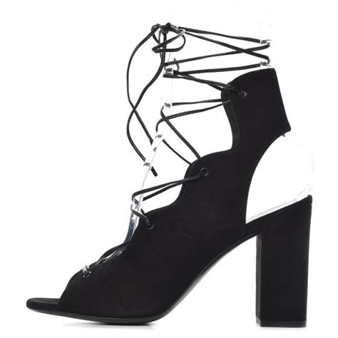 SAINT LAURENT Suede Babies Lace Up Sandal 41 Black